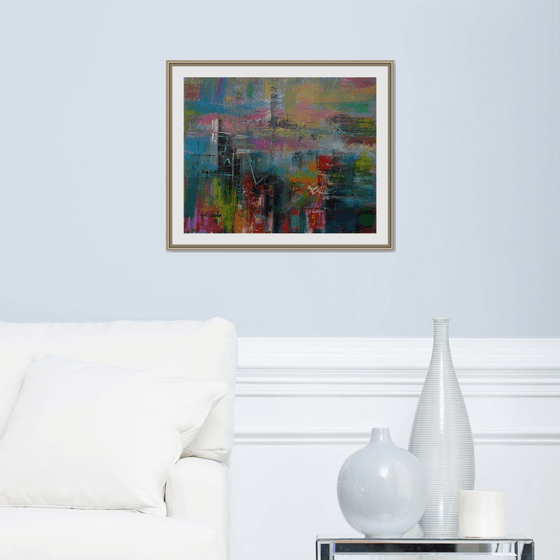 Illusory Landscape, abstract landscape original paintings on canvas, 50x60 cm, ready to hang art