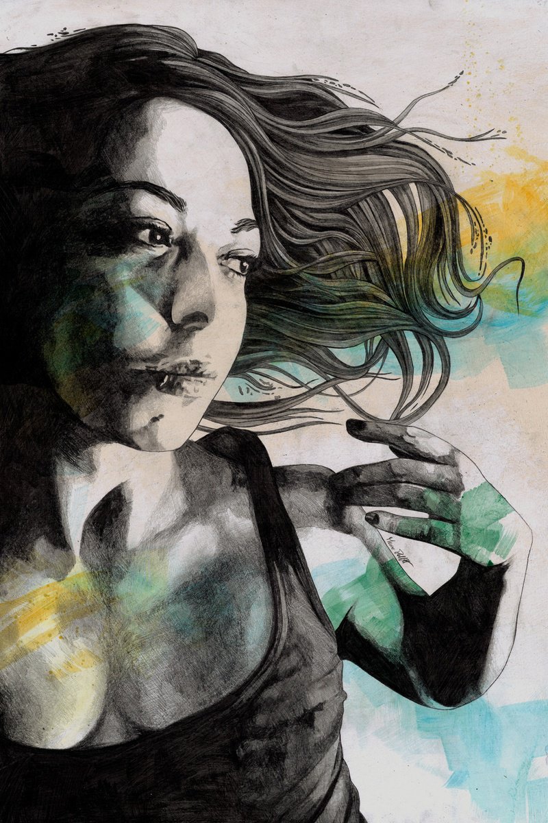 Expressive Portrait Pencil Drawing By Marco Paludet, 16 X 24", Anna, Original Artwork