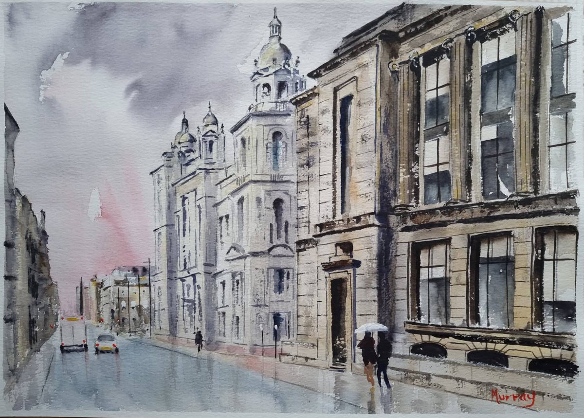 Glasgow City Chambers Watercolour Painting Scotland by Stephen Murray