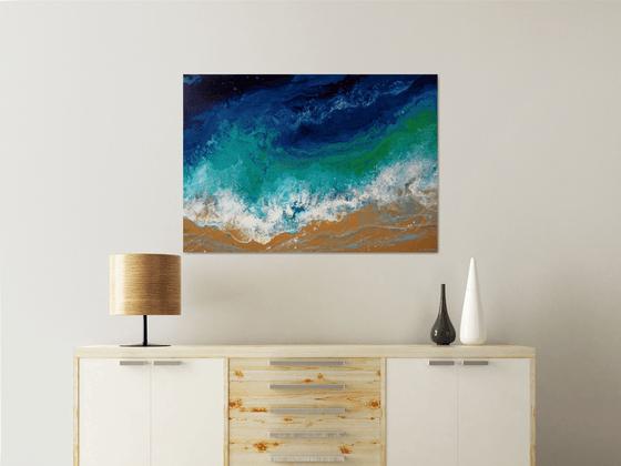 Seascape “Blue Turquoise Sea”  LARGE Painting