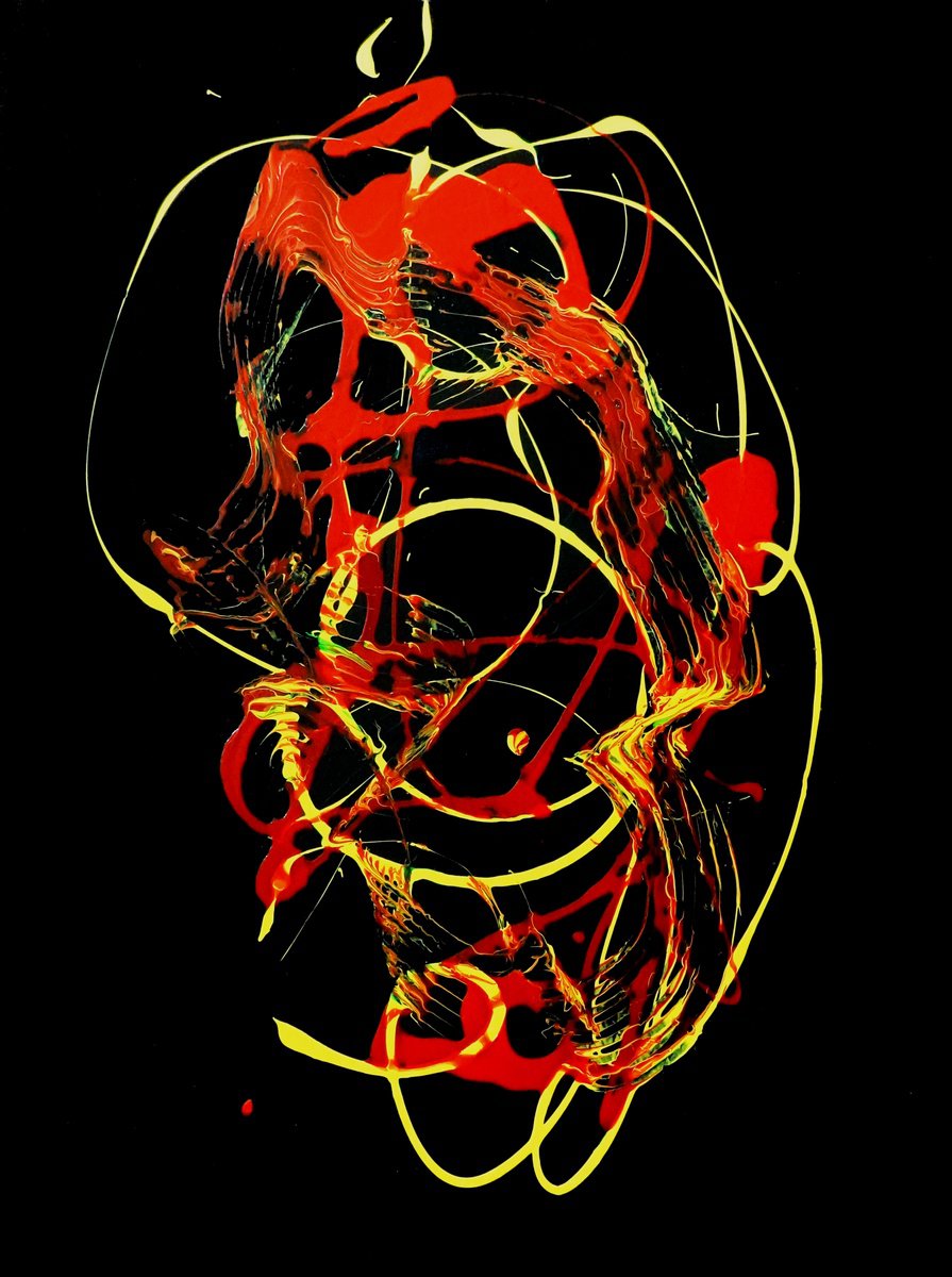 Expressive Abstract Acrylic Painting By Newel Hunter, 30 X 40", Dancing With The Devil, Original Artwork