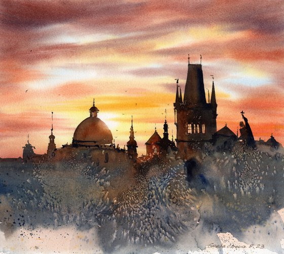 Prague at sunset