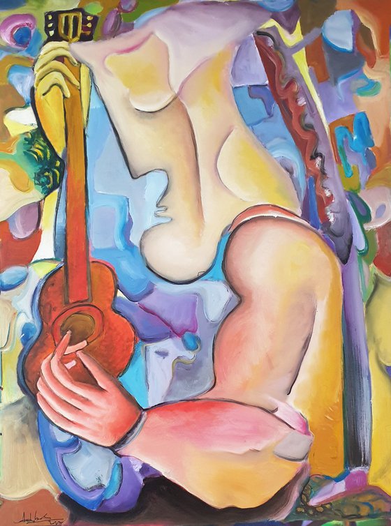 Modern Art Painting "LONELY SONG", 80x60 cm, Oil