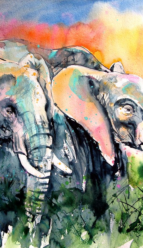 Elephants together by Kovács Anna Brigitta