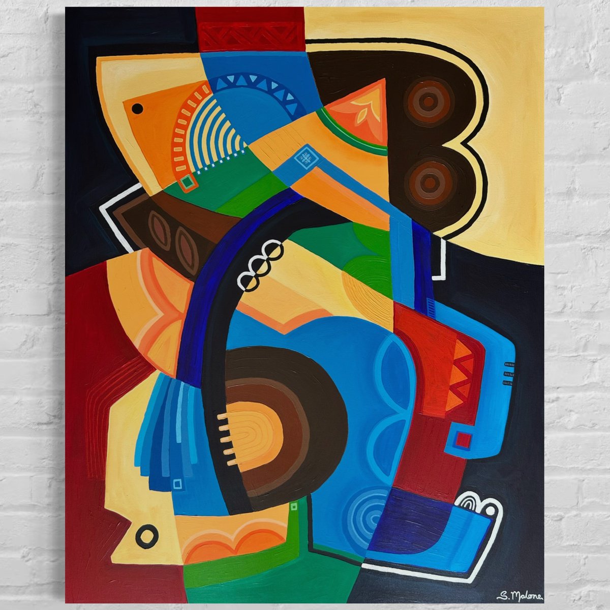 Abstract Acrylic Painting By Samantha Malone, 31 X 39", Midnight Rhapsody, Original Artwork