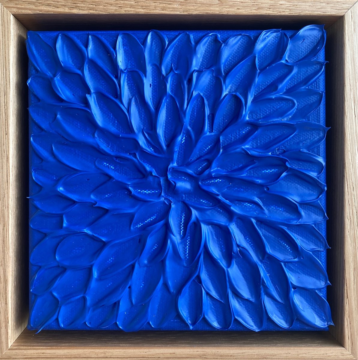 Geometric Abstract Acrylic Painting By Guzaliya Xavier, 7 X 7, Blue Abstract Mini, Original Artwork