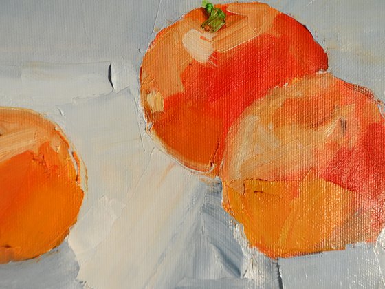 Tangerines Fruit Original Oil Painting Oil on Canvas Fine Art Impressionism