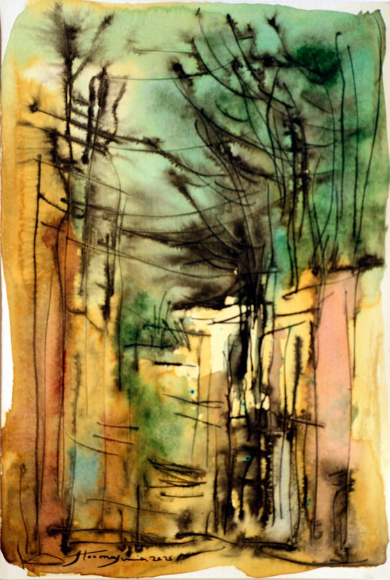 ALLEYS(9), WATERCOLOR ON PAPER, 17X 25 CM