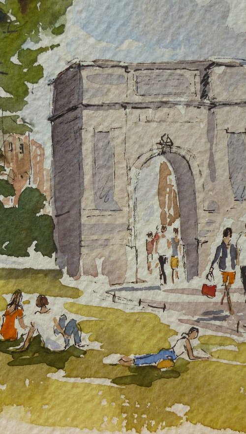 Lunchtime in St. Stephen's Green, Dublin by Maire Flanagan