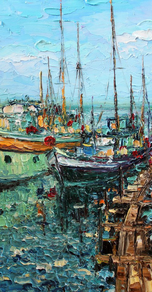 Boats in the harbour by Haykuhi Khachatryan