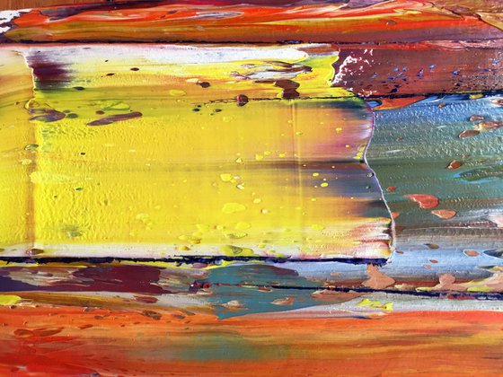 "Rotting Rainbow" -  Original PMS Oil Painting On Reclaimed Wood - 38 x 12 inches