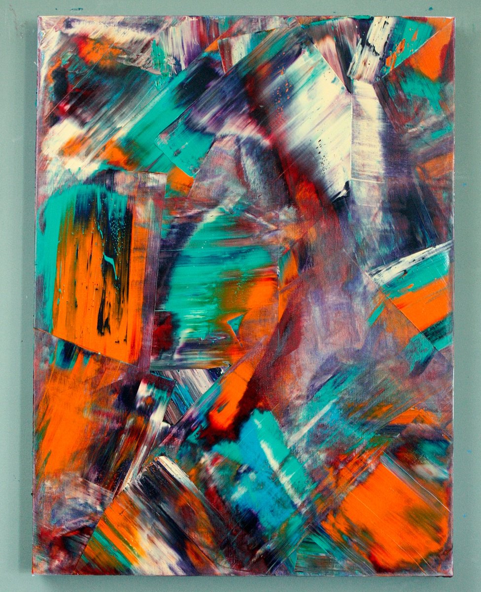 Abstract Oil Painting By Giuseppe Pastore, 24 X 31, Non So Se Mi Spiego, Original Artwork