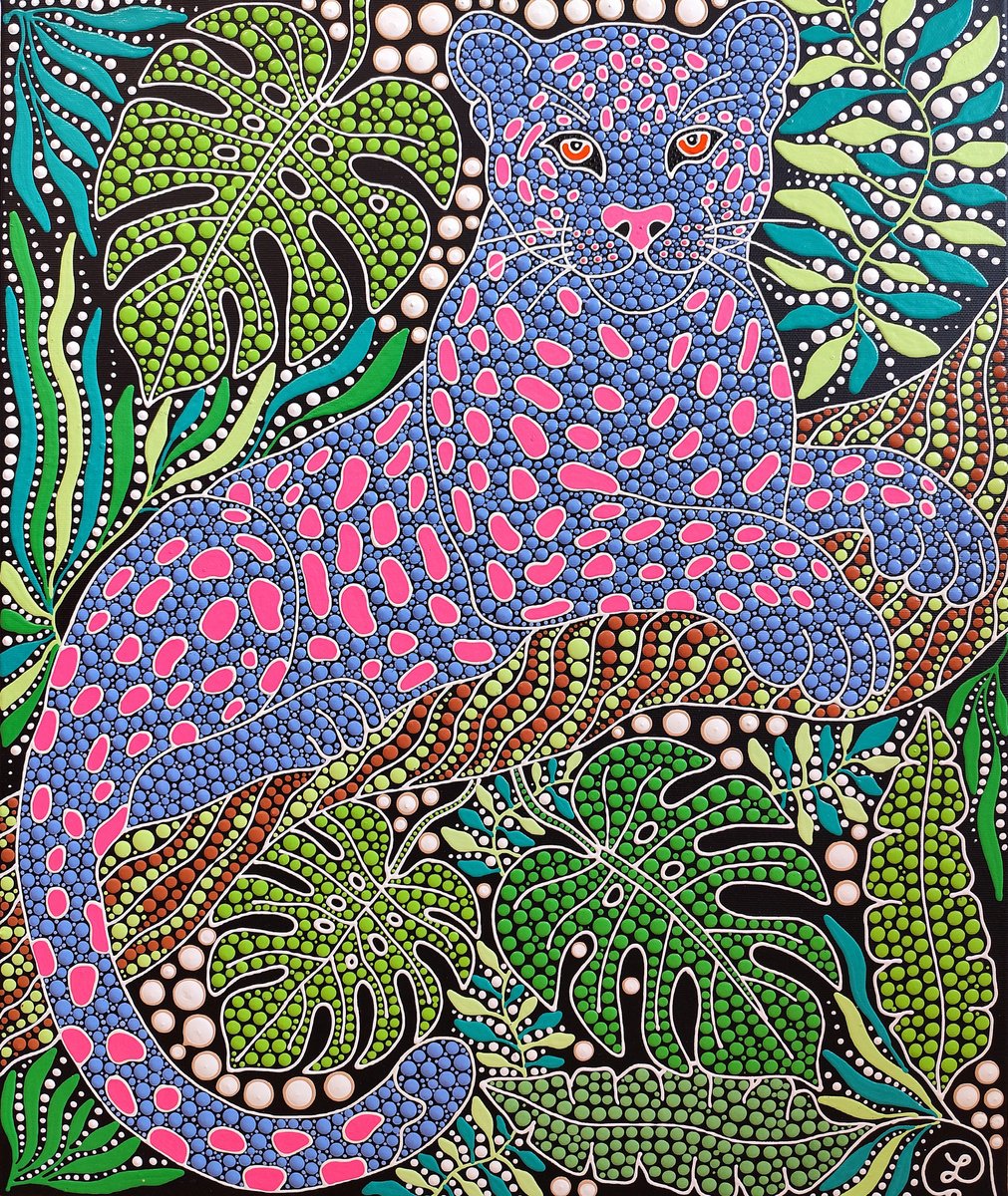 Leopard In The Lush Garden By Oxana Lazari, 20 X 24, Artwork For Sale On Artfinder
