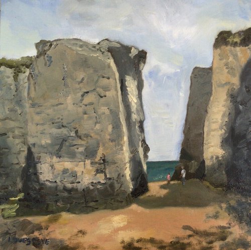 Chalk stacks on the east Kent coast. An impressionist painting. by Julian Lovegrove Art