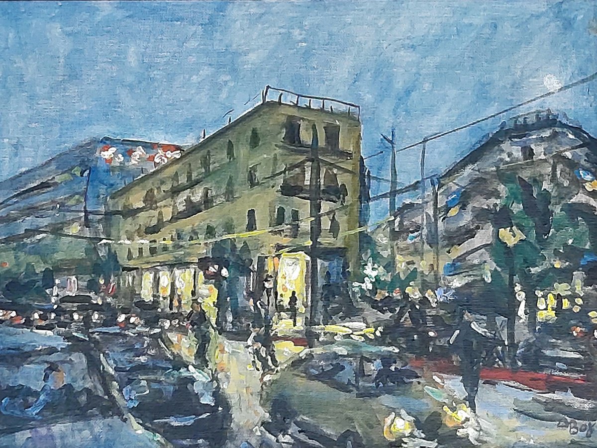  First Lights On Busy Street By Dimitris Voyiazoglou, 17 X 13, Artwork For Sale On Artfinder