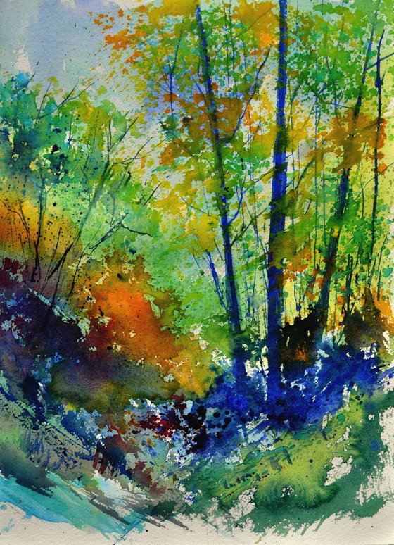 Colourful wood - watercolor