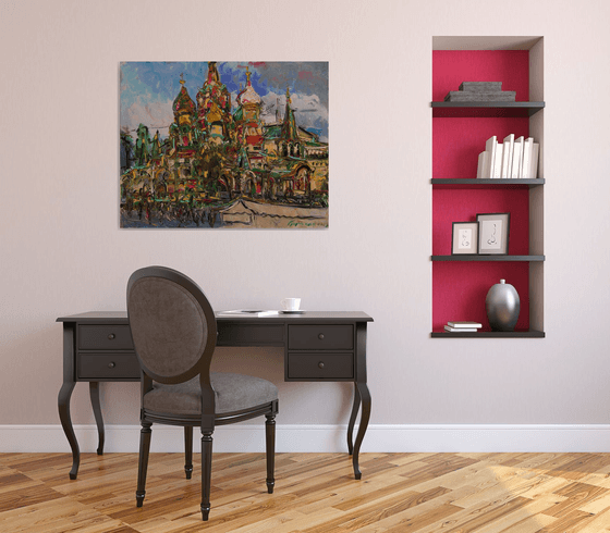 After Rain, Saint Basil's Cathedral, Moscow - Moscow Cityscape - Russia - Oil Painting - Medium Size - Gift Art