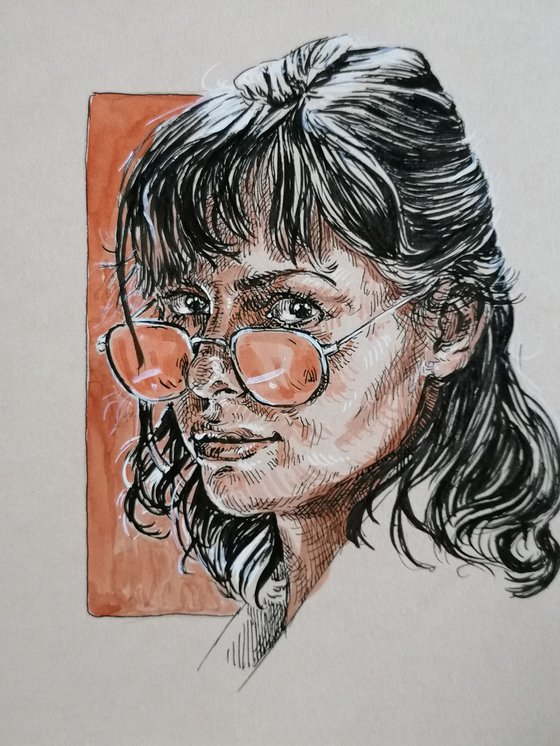 Woman portrait. Portrait on paper