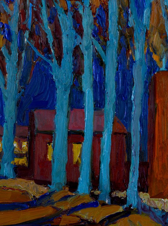 Poplars in the Fall. Night