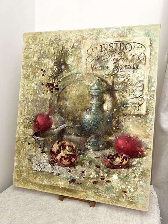 Pomegranate in French bistro