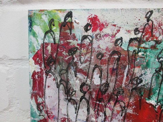 abstract people green and red 11,8 x 11,8 inch
