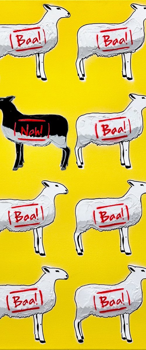 The Black Sheep - Yellow 61cm x 61cm by DEBORAH LANG