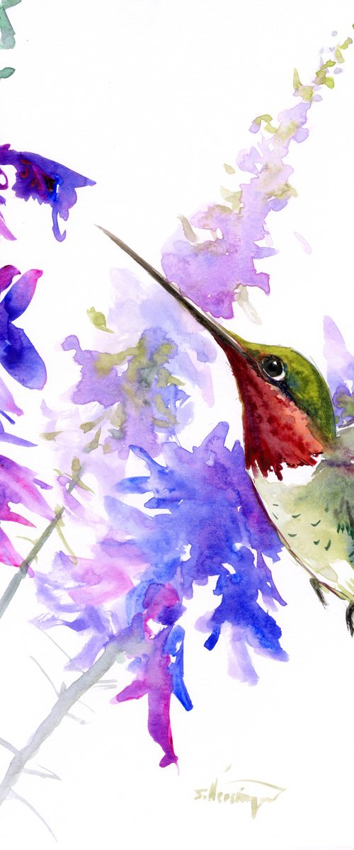 Hummingbird and FLowers by Suren Nersisyan