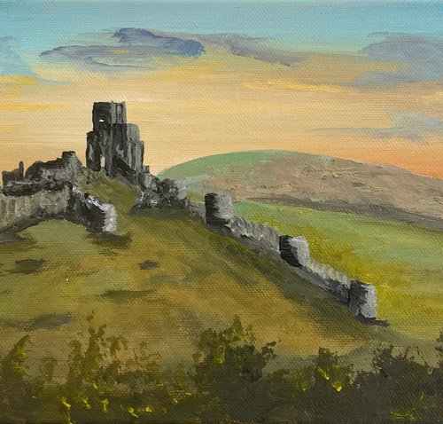 Corfe Castle in Dorset by Marja Brown