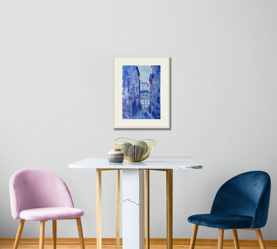 Blue dusk in the Spanish town