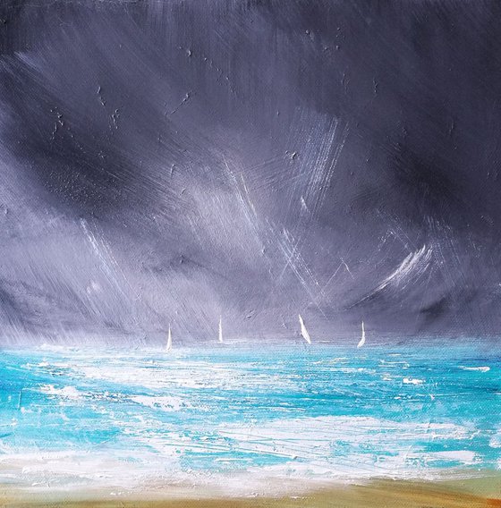 Sailing in the Surf, Seascape, small, gorgeous