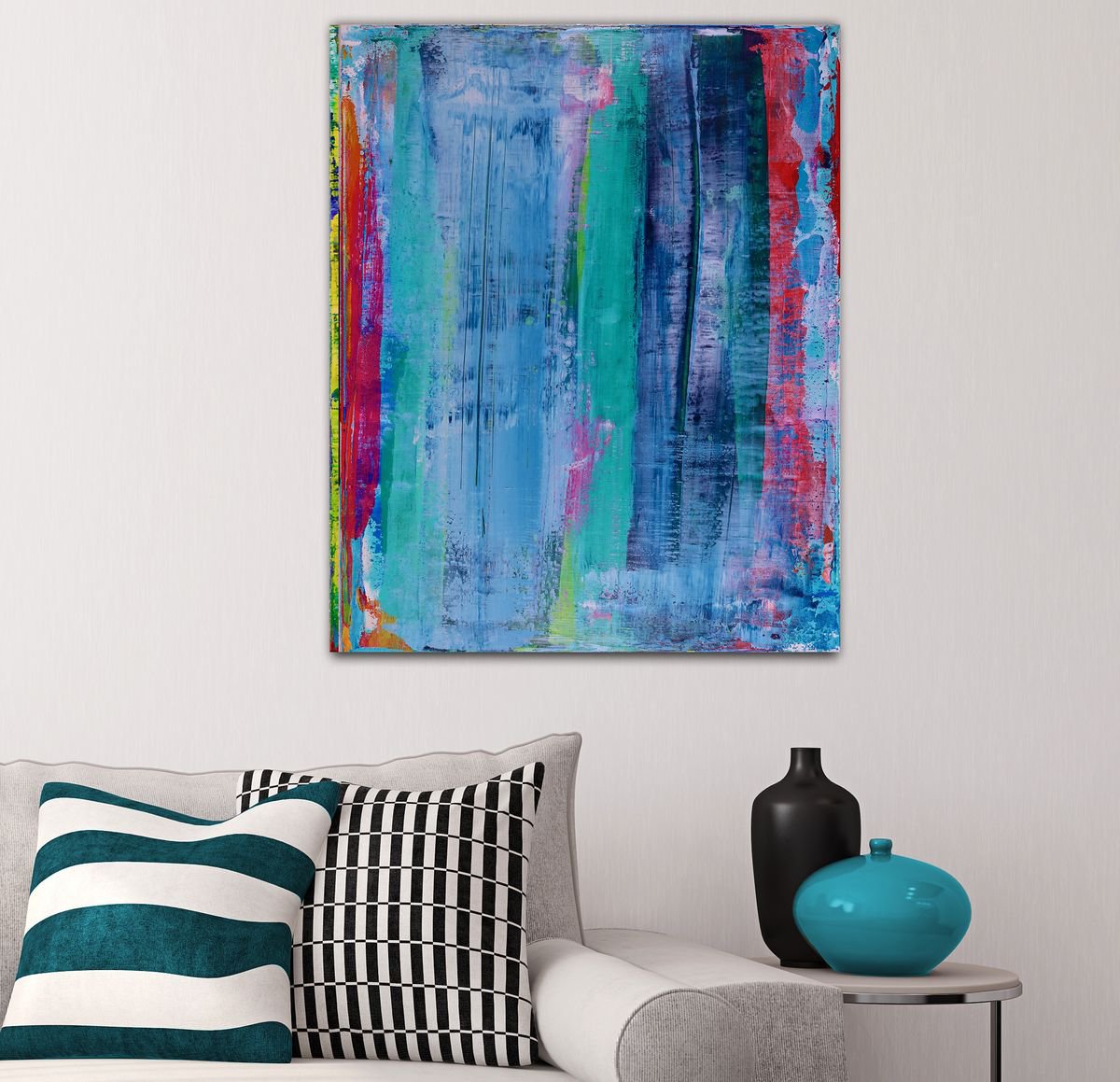 Abstract Acrylic Painting By Nestor Toro, 16 X 20", Celeste Skies 2, Original Artwork