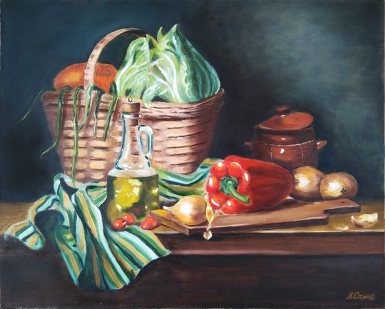 Summer still life with basket