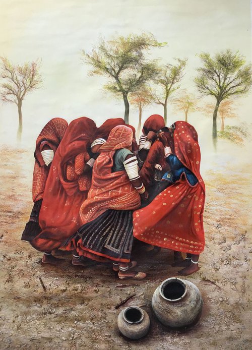 Indian village scene by Kuldeep Singh