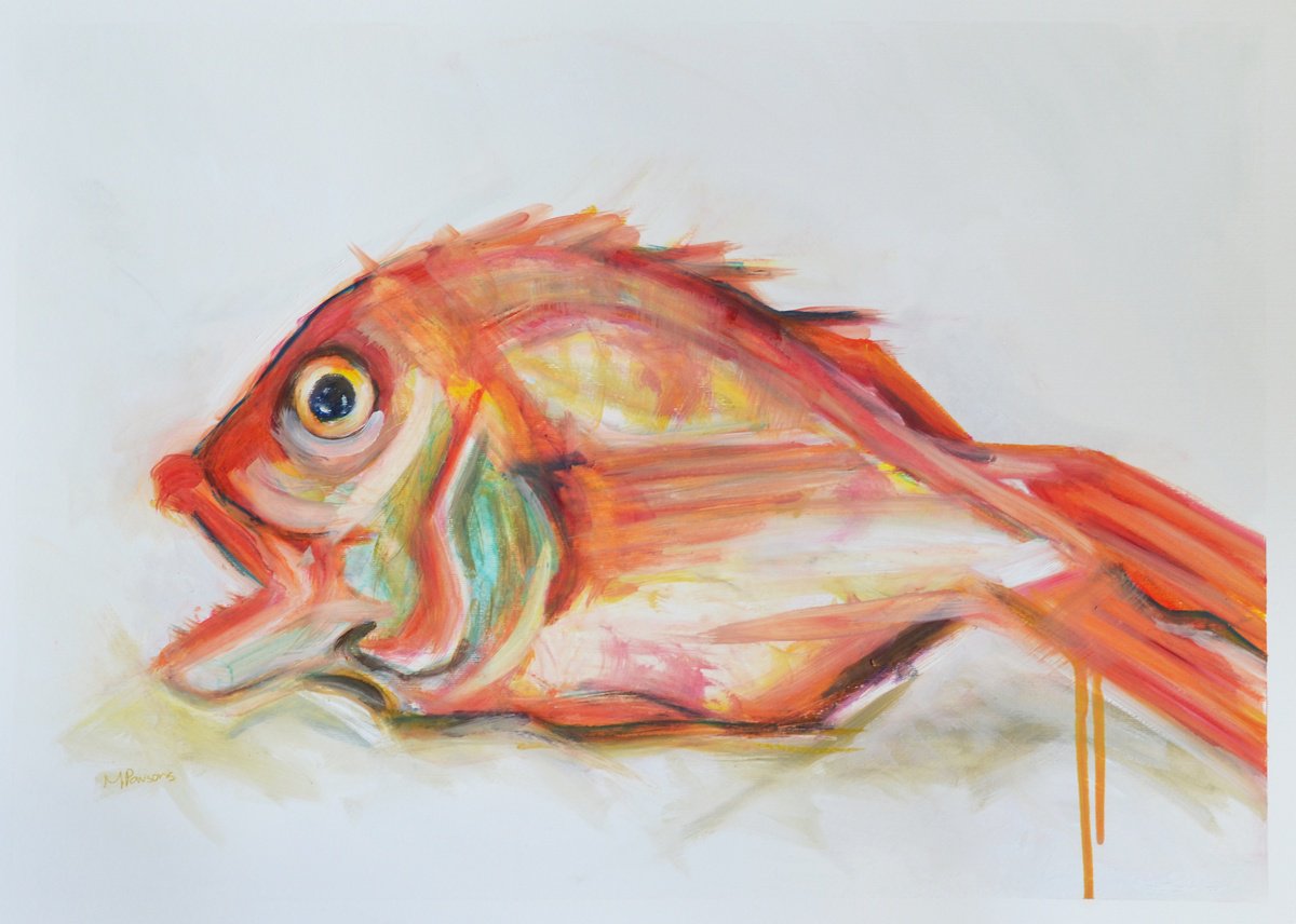 Expressive Animal Oil Painting By Michelle Parsons, 28 X 20", Otf, Original Artwork