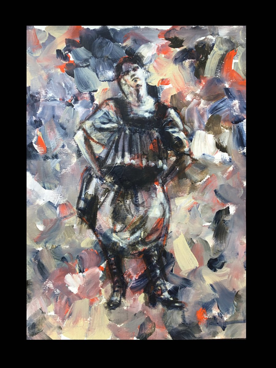 Expressive Portrait Acrylic Painting By Dominique Deve, 11 X 17, Zoe In The Woods, Original Artwork