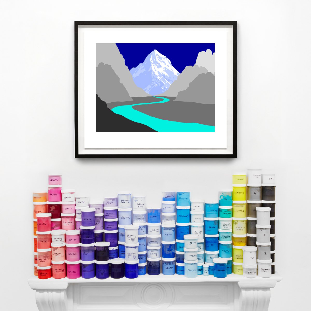 Geometric Landscape Print By David Wightman, 28 X 23, Ariadne, Original Artwork