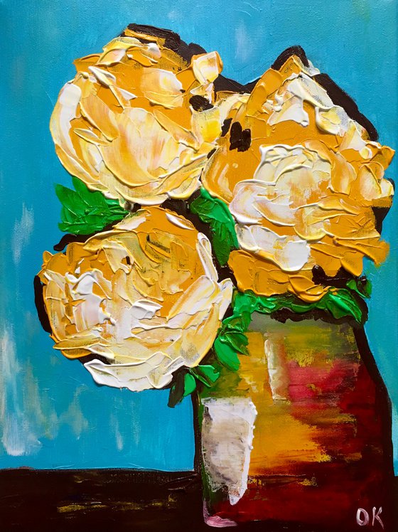 Yellow Roses in a vase.