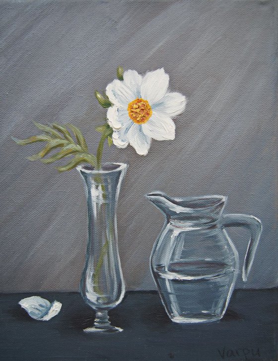 White flower in glass vase