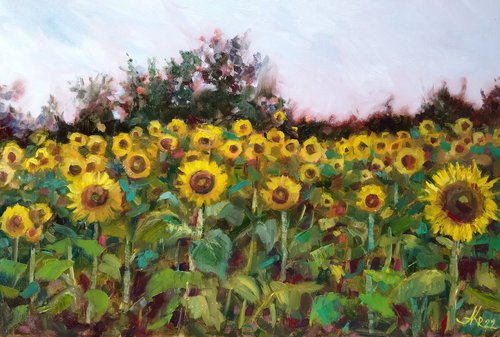 Vibrant Sunflower Landscape by Ann Krasikova