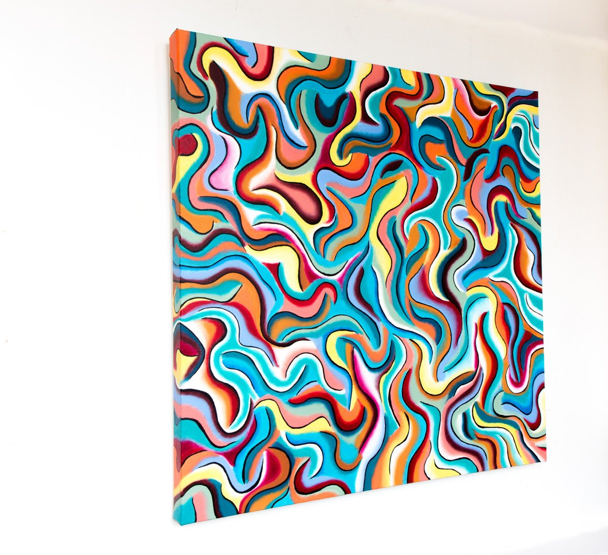 Abstract Acrylic Painting By Stefan Fierros, 28 X 28", Emotional Rhythm - 2, Original Artwork