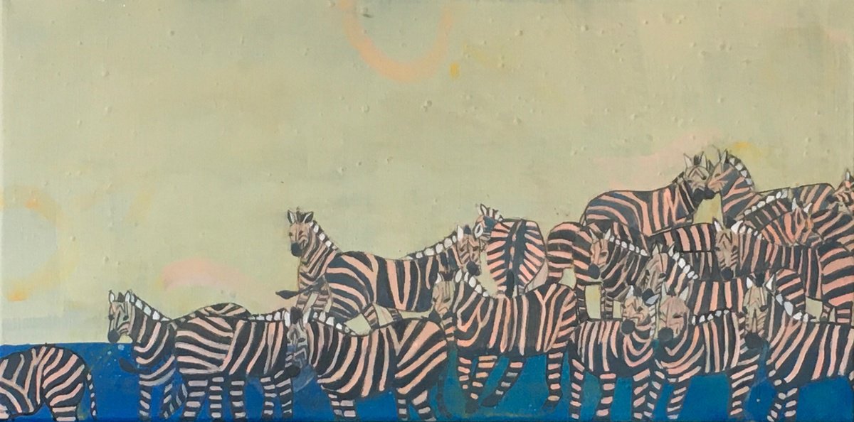 Impressionistic Animal Painting By Chihiro Kinjo, 24 X 12, Loving Nature -1, Original Artwork