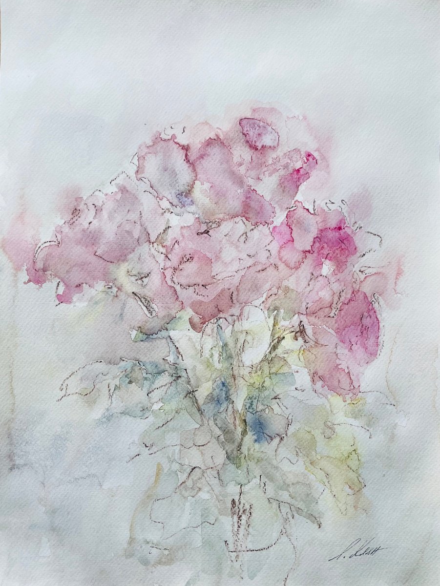 Impressionistic Botanical Painting By Elena Klyan, 12 X 16, Roses 2025, Original Artwork
