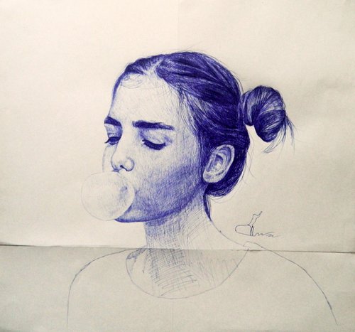 Bubble gum girl by Valera Hrishanin