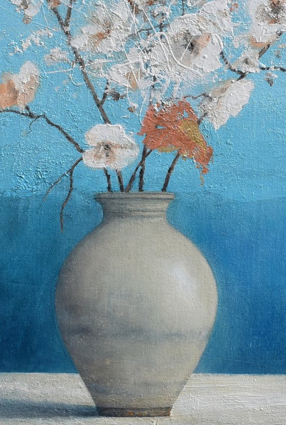 Vase of white flowers