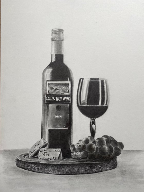Bottle of wine and glass