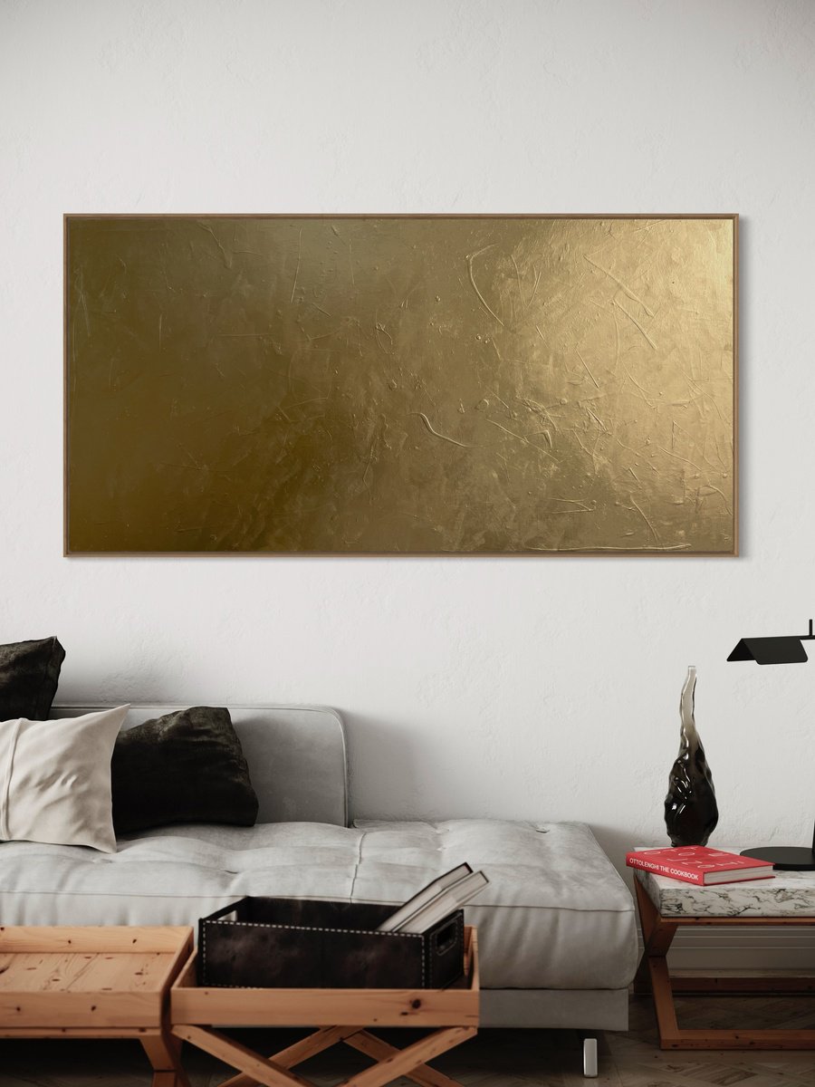 Wise Street - 152 x 76 cm - metallic gold paint on canvas by George Hall