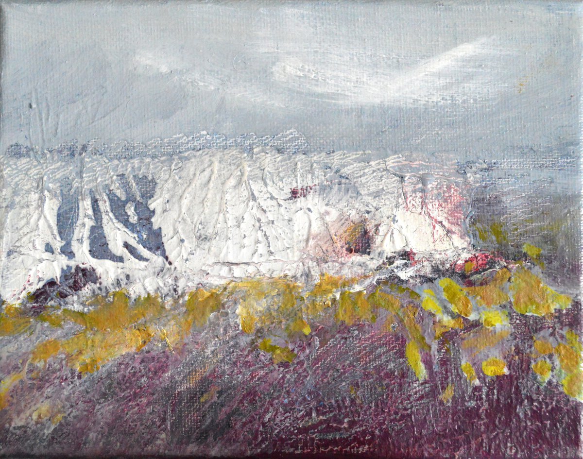 Organic Landscape Oil Painting By Cristian Valentich, 7 X 6, Cliff, Original Artwork