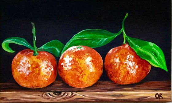 Oranges.  Still life. Oil  painting on linen canvas.