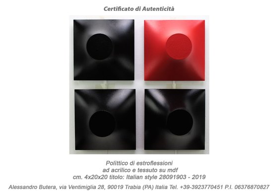 Italian style (serie) POLITTICO di estroflessioni ad acrilico e tessuto su mdf e legno
