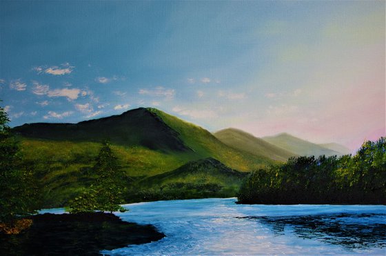 Morning Glow Aross the loch  92cm x 152cm